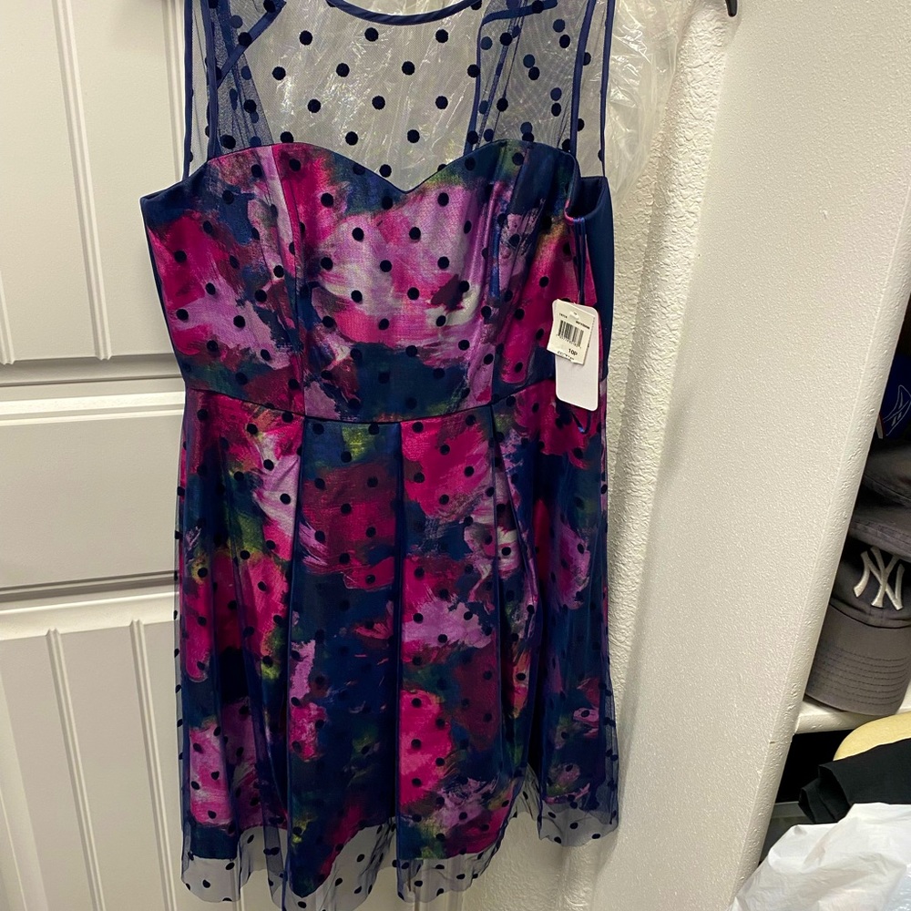Floral polka dot cocktail dress
